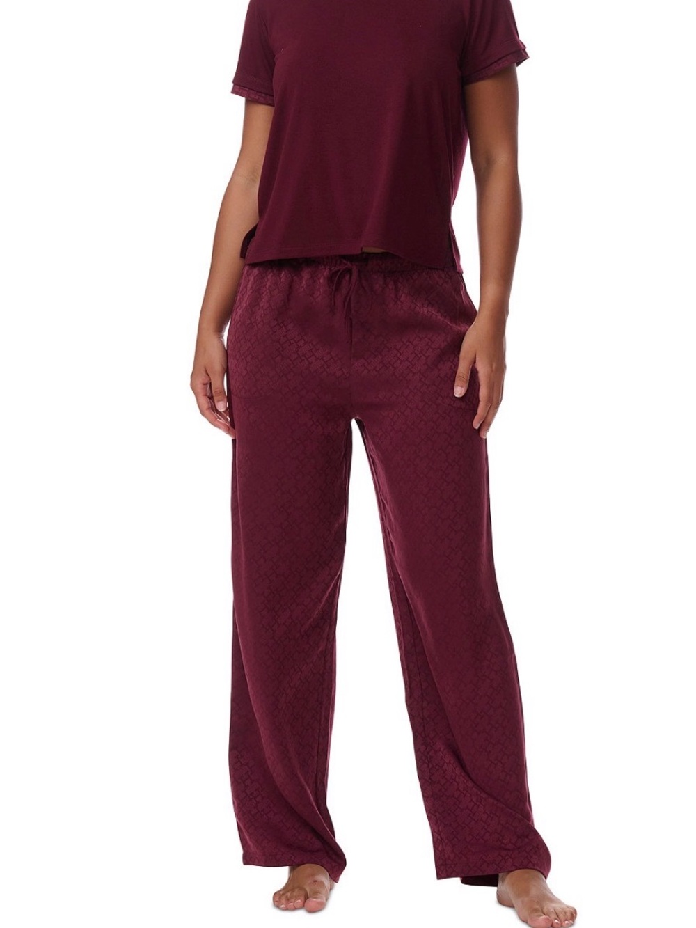 Tommy Hilfiger Women's 2-Piece Short-Sleeve Satin Logo Pajama set